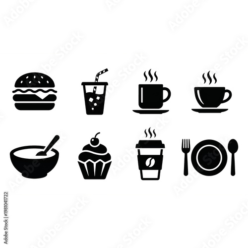 Obraz na płótnie Minimalist Food and Beverage Line Icon Set