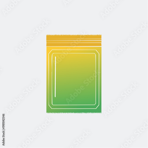 Modern Gradient Resealable Plastic Pouch Vector Icon, Ideal for Packaging Food, Snacks, or Small Items Storage and Presentation