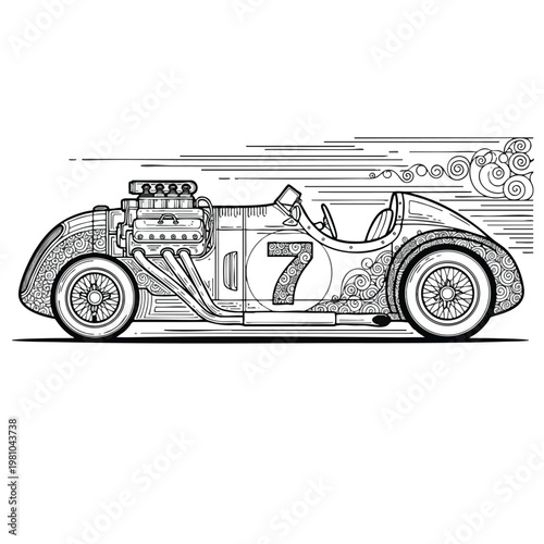 Vintage Race Car in Motion for Automotive and Speed Enthusiasts