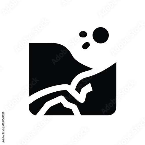 Abstract icon depicting seismic activity, ground fracture, or structural collapse representing concepts of natural disaster and instability