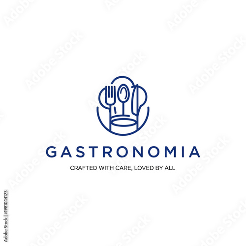 Gastronomia Logo Chef Hat and Utensils.