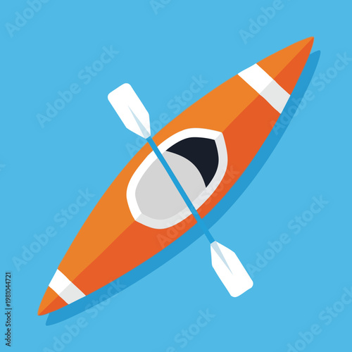 Stylish Orange and White Kayak on Calm Water with Blue Sky