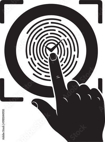 Fingerprint scan with hand and finger biometric