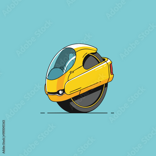 Futuristic Yellow Monowheel Vehicle for Urban Transportation