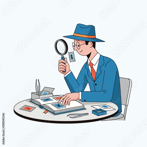 A man in a suit examining evidence.