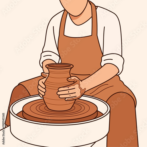 a person creating pottery on a wheel.