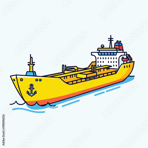 Colorful Cargo Ship Sailing on the Open Sea