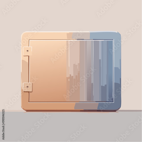 Stylized graphic illustration of a secure safe door, symbolizing financial protection and valuable asset security