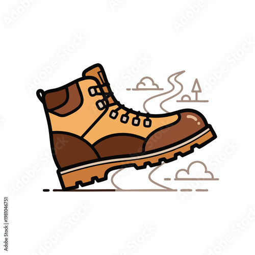 Stylish Hiking Boots on a Mountain Trail for Adventure and Outdoor Exploration