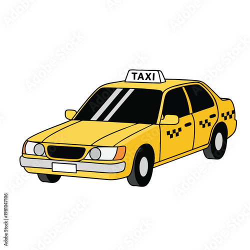 Bright Yellow Taxi Cab in Urban Street Scene for Transportation and Travel Concepts