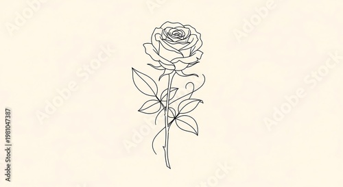 Rose Line Drawing.