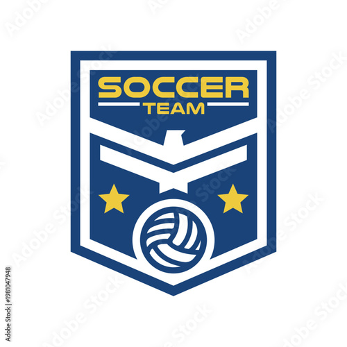 Professional Soccer Football Team Crest Logo Design with Eagle Emblem, Stars, and Ball Icon for Sports Club Brand Identity