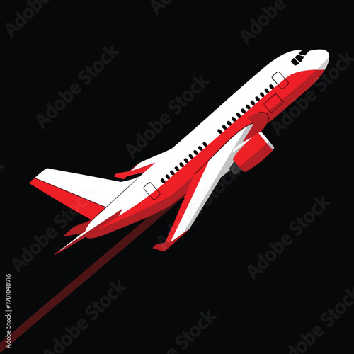 Modern Commercial Airplane in Flight Against Dark Sky