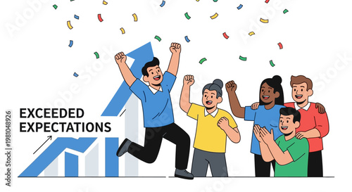 Diverse group of people celebrating success.