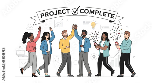 Diverse group of people celebrating success.