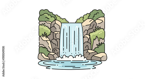 Water Flowing Down a Small Falls.