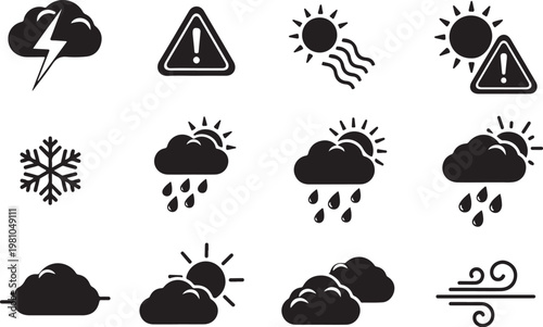 Weather forecast symbols clouds rain