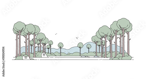 Trees lined up in a row.
