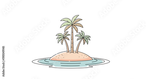 Palm trees on small island beach.