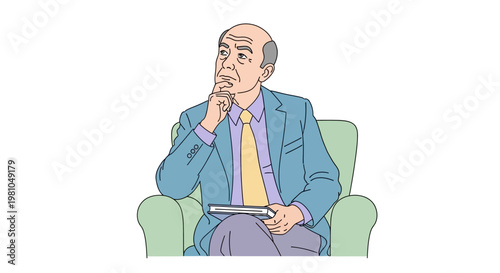 Businessman Thinking Sitting in Chair.
