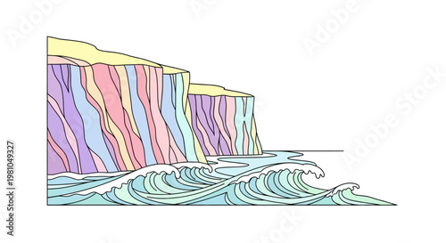 Colorful illustration of ocean waves.