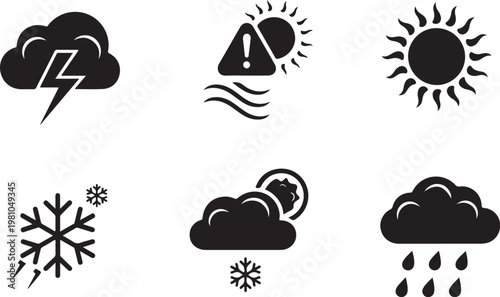 Black and white weather black and white silhouette symbols