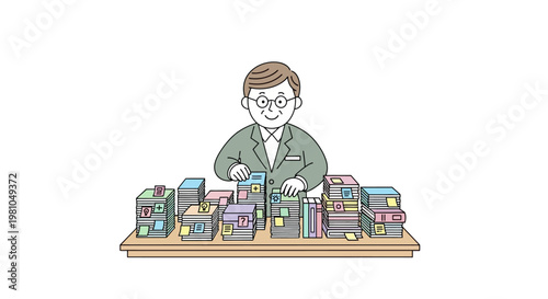 Man building with colorful wooden blocks.