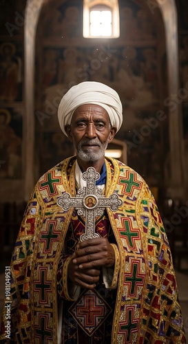 Priest holding a cross.