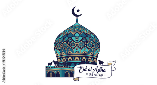Eid al Adha Mubarak Mosque Dome.