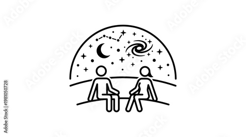 Couple Gazing at the Starry Night Sky