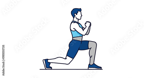 Man performing lunge exercise in activewear against white background