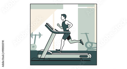 Man running on treadmill in gym exercise training cardio workout