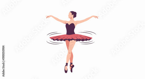 Elegant ballerina spinning in a vibrant tutu vector illustration for dance and ballet design