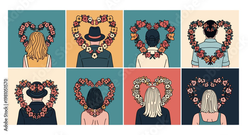 People with floral hair accessories.