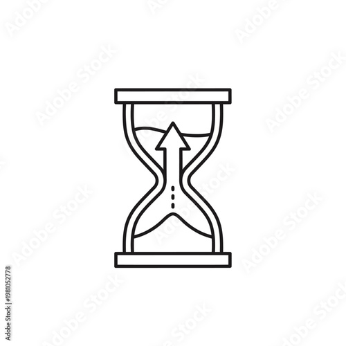 Icon of hourglass with upward arrow.