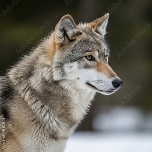 Wolf portrait in winter.