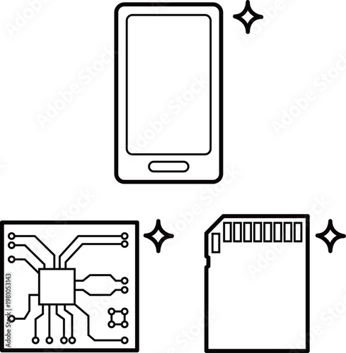 Refurbished Smartphone and Renewed Electronic Parts Line Icon