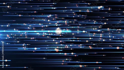 Fast blue light lines with glowing particles, seamless loop animation of digital speed motion, futuristic technology background, dynamic energy flow