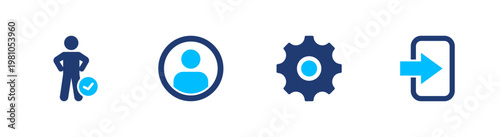 User account icons set, Solid icon elements