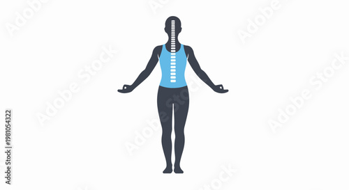 Vector illustration of human spine anatomy on female silhouette with back anatomy display image