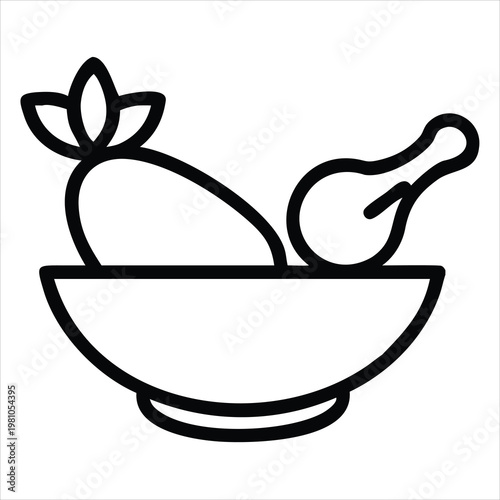 Vector illustration of a bowl with spoon food icon cartoon design for soup tea meal and drink symbol for restaurant and spa use