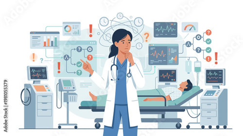 Female doctor in a hospital room with patient.