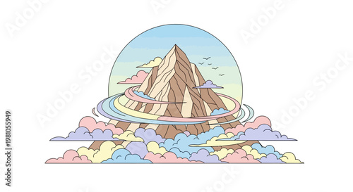Mountain peak inside a glass globe.