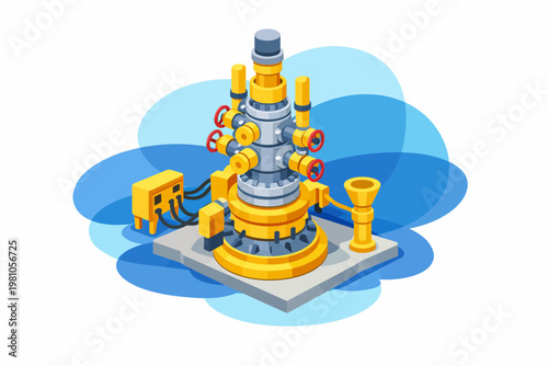 Isometric Oil Wellhead Christmas Tree Industrial Equipment
