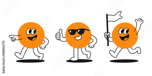 Hand drawn cartoon character and mascot illustration, smiling faces, abstract stickers and line icons, branding, advertising, logo design elements, posters and banners concept