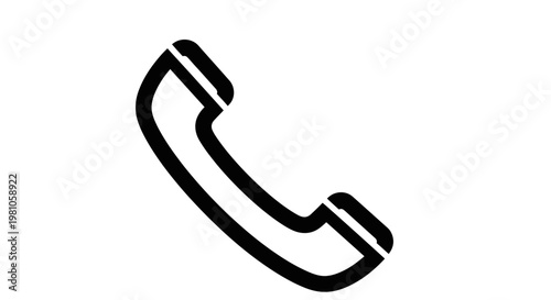 Black and white vector graphic of a telephone handset on a white background