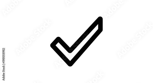 Black check mark icon on white background symbolizing agreement and success