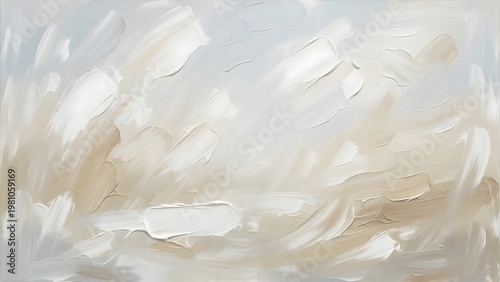 A beautiful abstract painting with white and beige brushstrokes on transparent background