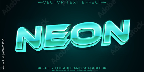 Neon editable text effect, editable glow and shiny text style