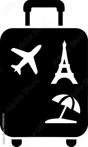 Cute Travel Suitcase with Stickers Flat Illustration